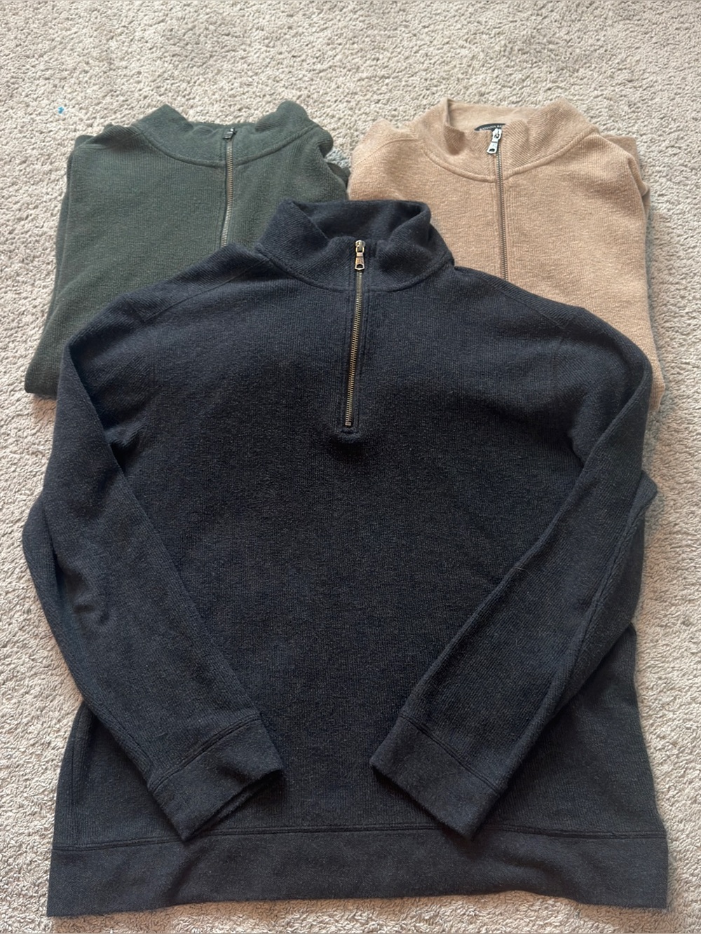 Lot of 3 Banana Republic Mens XL Quarter Zip Pullover Sweater Fleece Sweatshirt